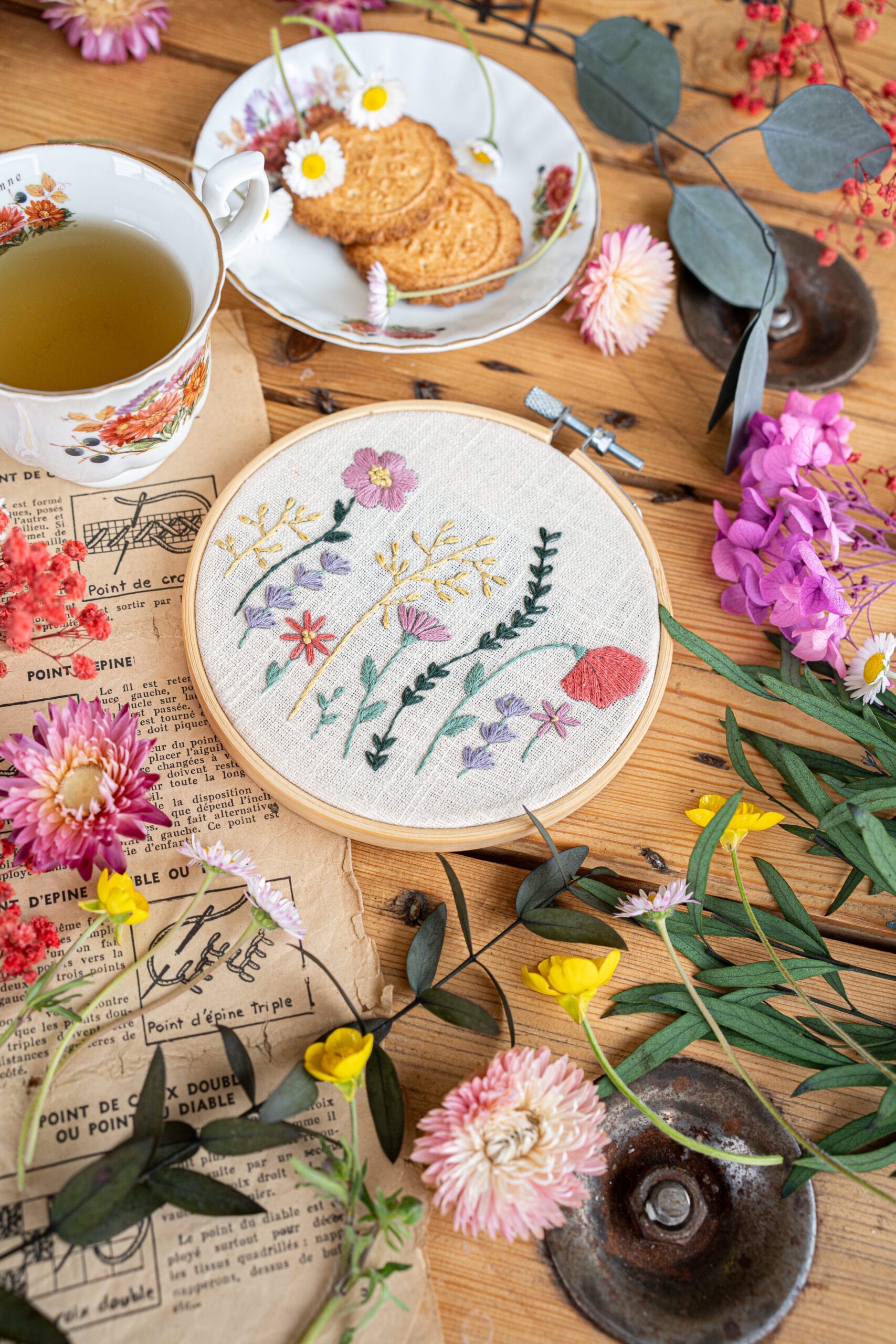 Patron Broderie Fleurs "Fleurs des Champs" - PDF à imprimer