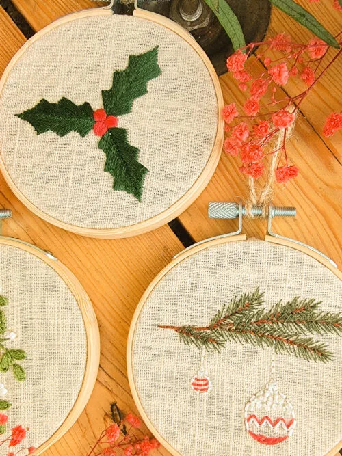 Patron broderie Noël pour réaliser 3 suspensions pour ton sapin