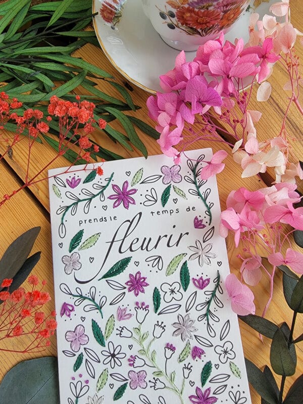 Carte à broder - Prends le temps de fleurir – Image 2