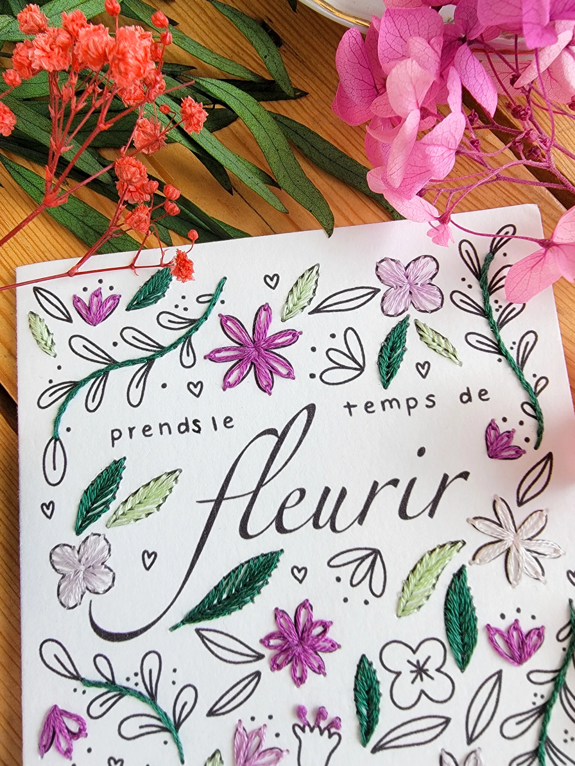 Carte à broder - Prends le temps de fleurir – Image 5