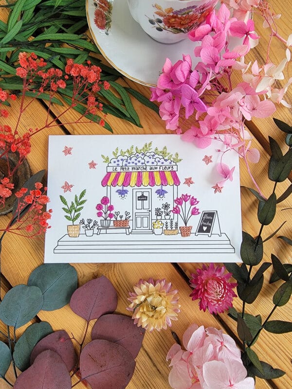 Carte à broder - Le petit marché aux fleurs – Image 3
