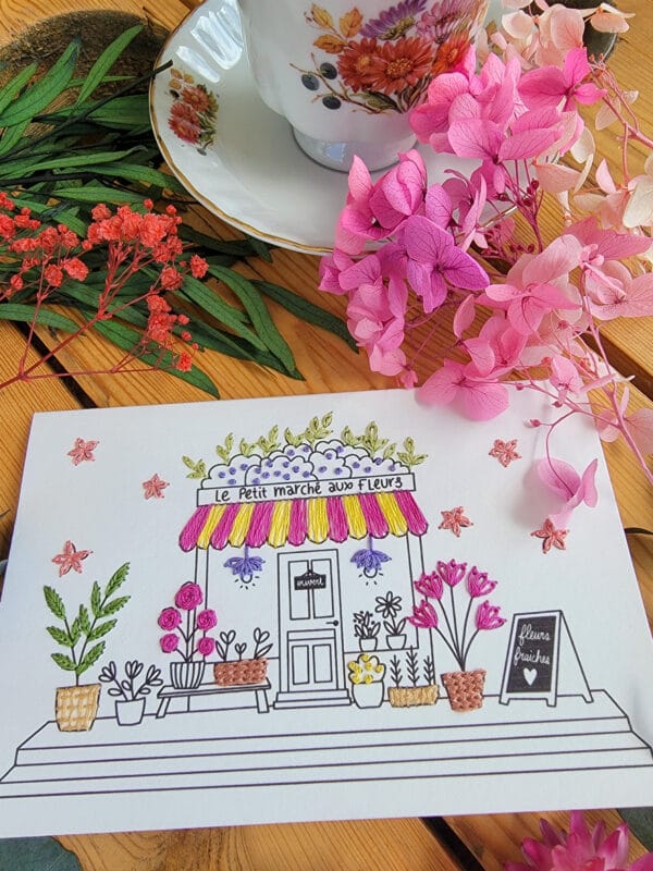 Carte à broder - Le petit marché aux fleurs – Image 2