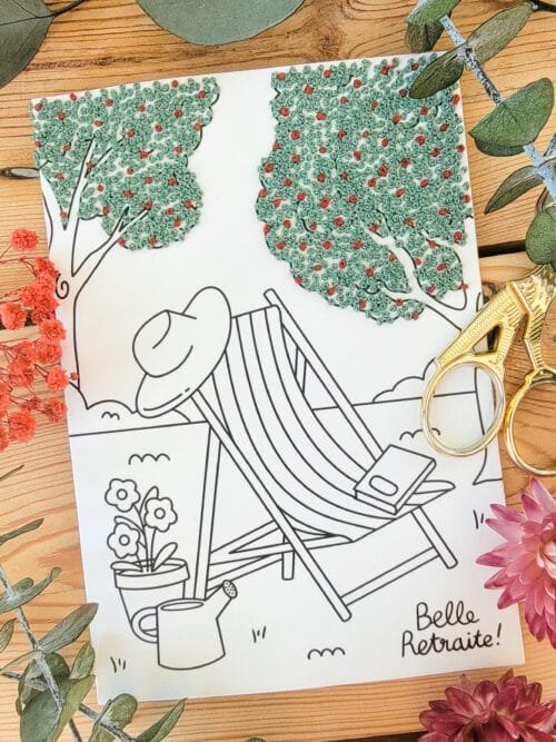 Modèle brodée de la chaise longue pour souhaite un joli départ en retraite