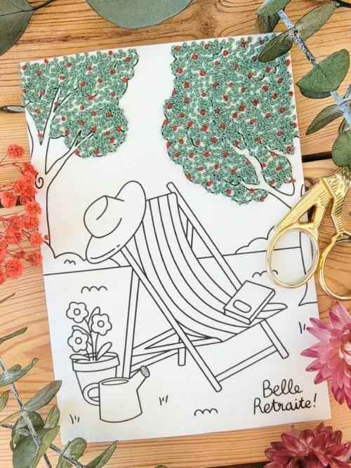 Modèle brodée de la chaise longue pour souhaite un joli départ en retraite