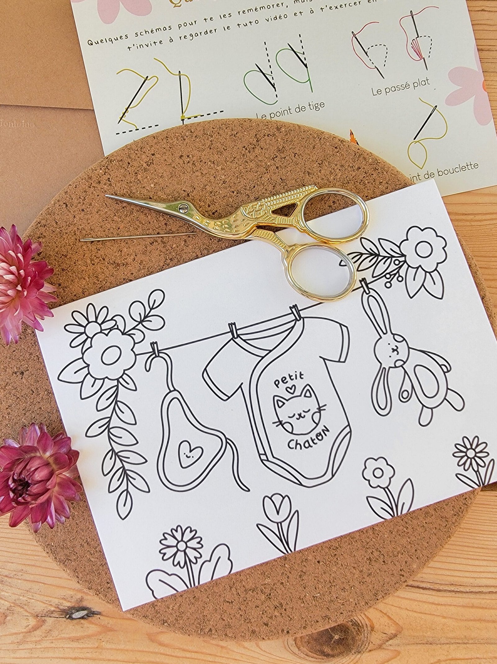 Carte à Broder Naissance – La Layette au Petit Chaton – Image 2